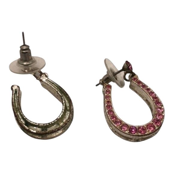 Vintage Western Country Chic Red Gemstone Horseshoe Design Necklace Earrings Set - Picture 8 of 8